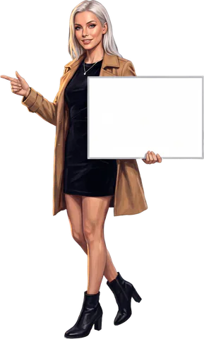 Ava Lindqvist pointing at the transit notes, holding a board: Bus exchange next door